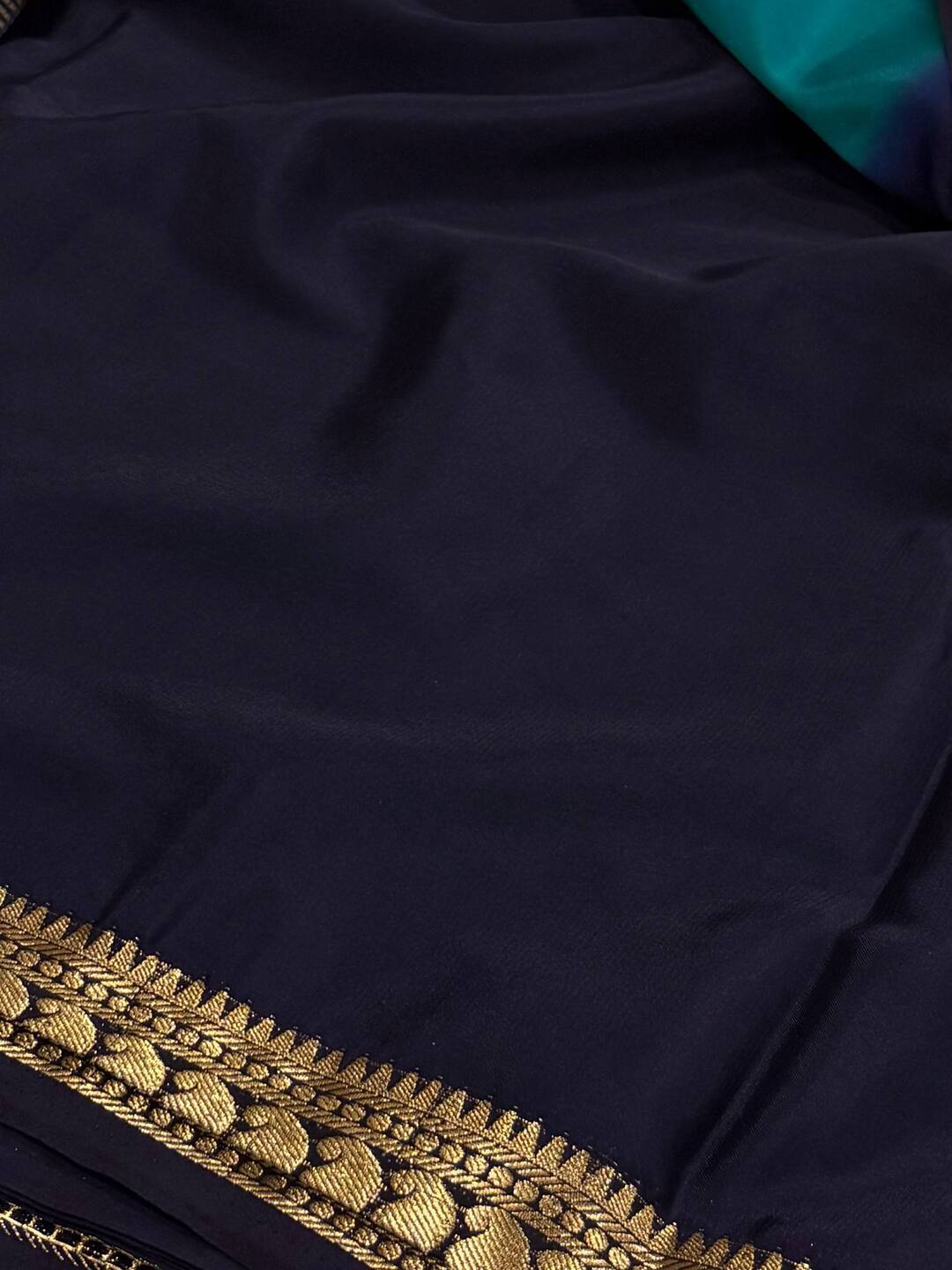 Peacock Green Semi Mysore Silk Saree