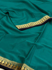 Peacock Green Semi Mysore Silk Saree