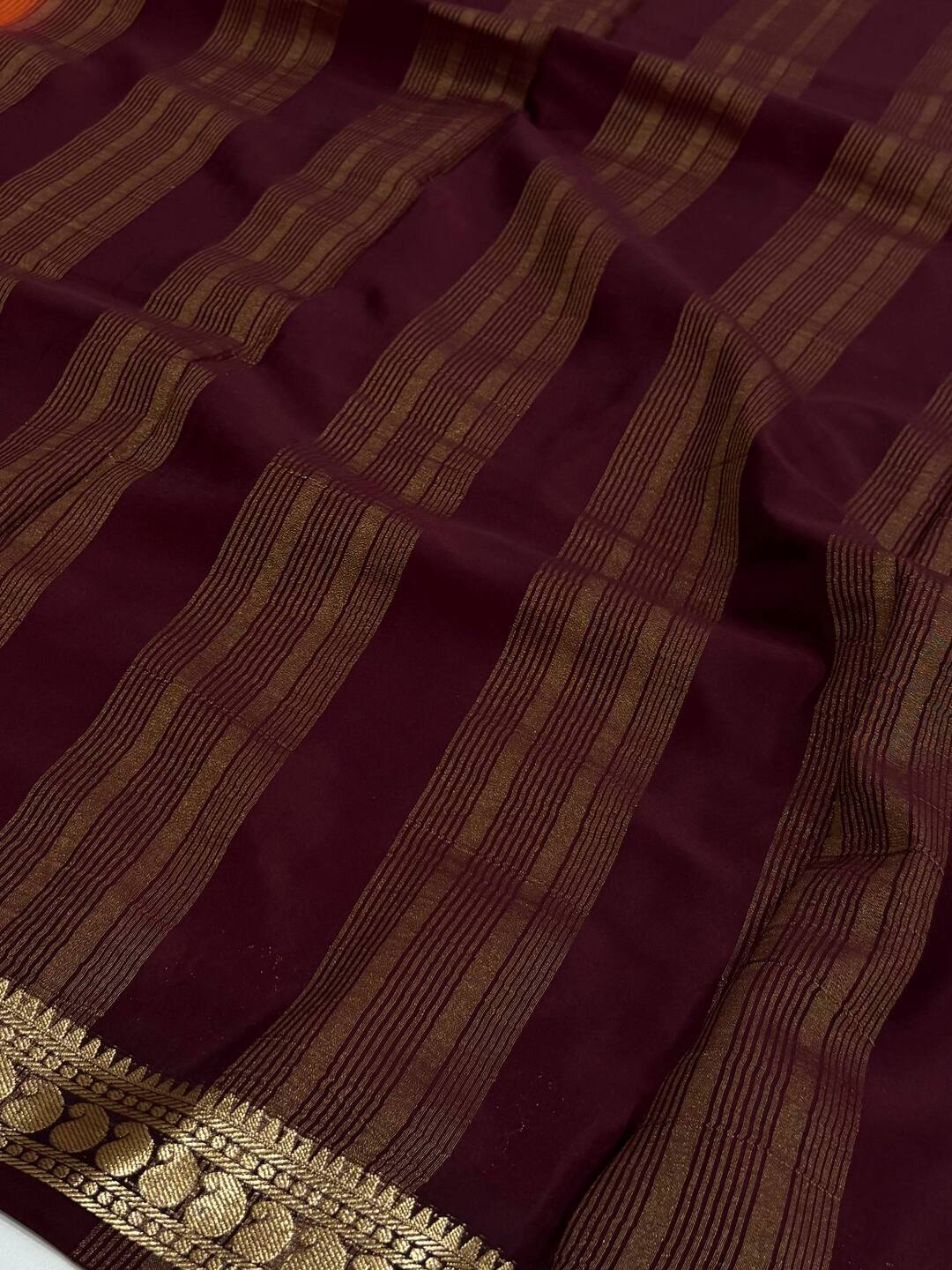 Orange Semi Mysore Silk Saree