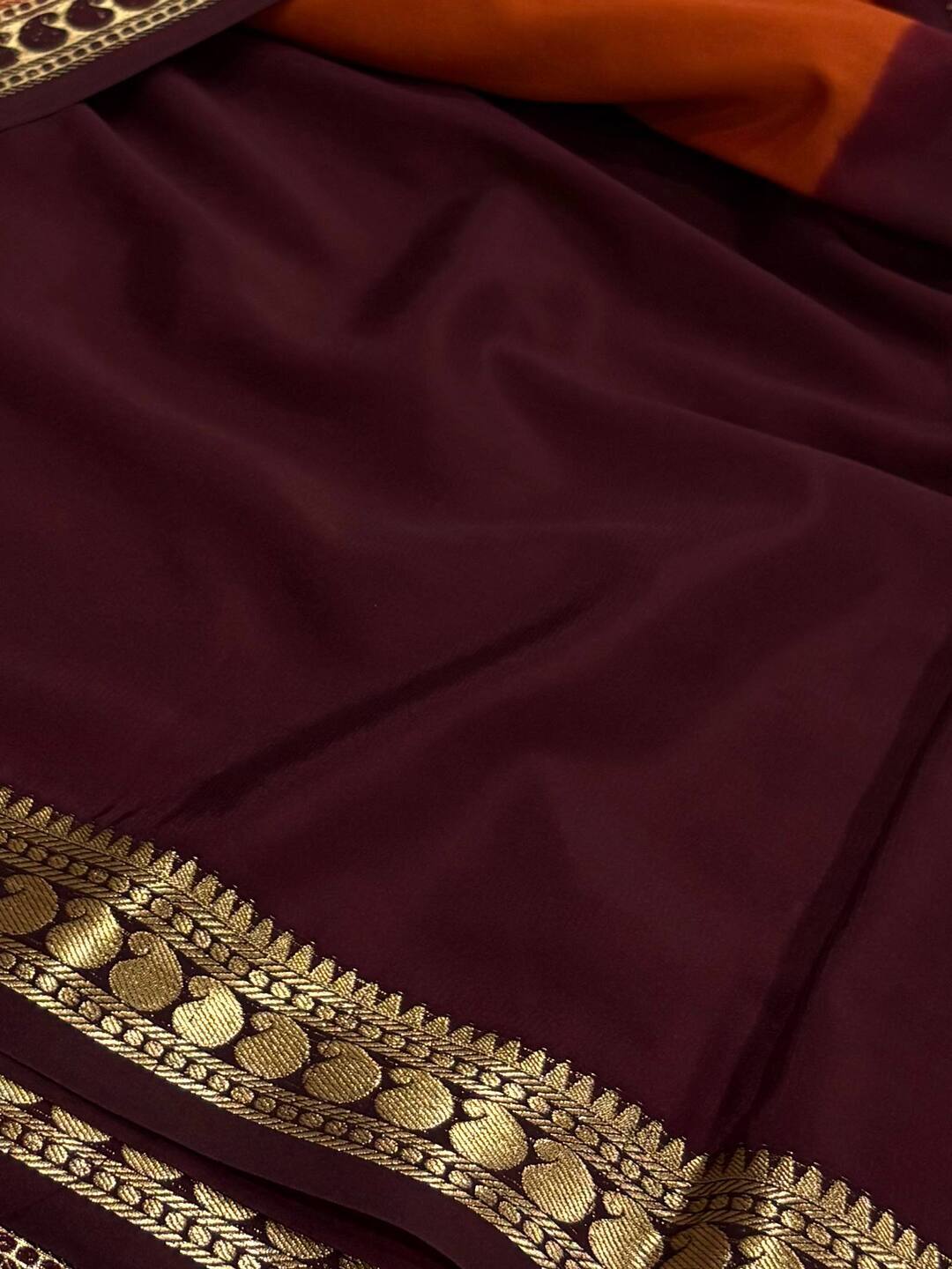 Orange Semi Mysore Silk Saree