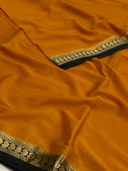 Mustard Yellow Semi Mysore Silk Saree