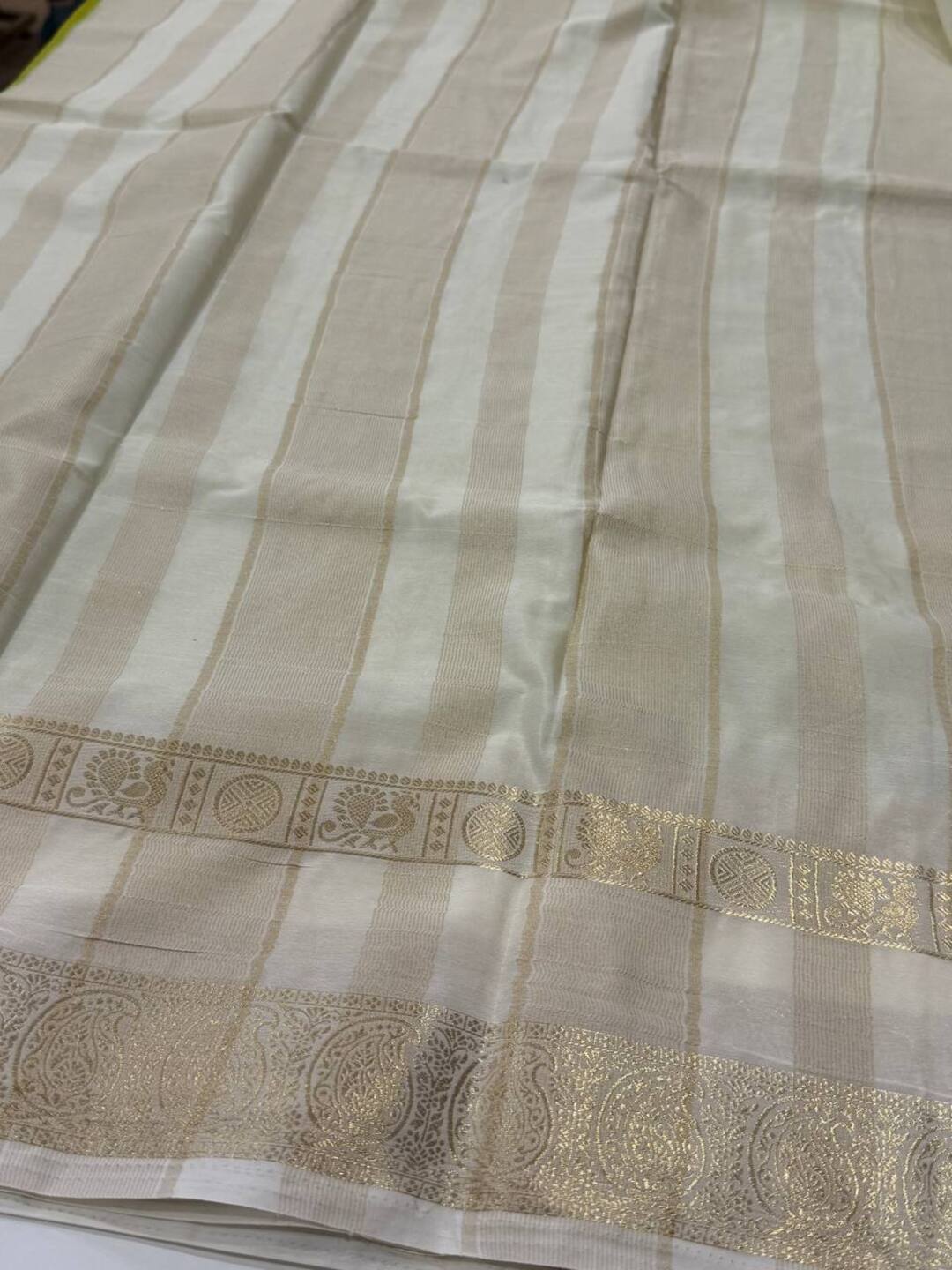 Apple Green Checked  Semi Mysore Chiffon Saree