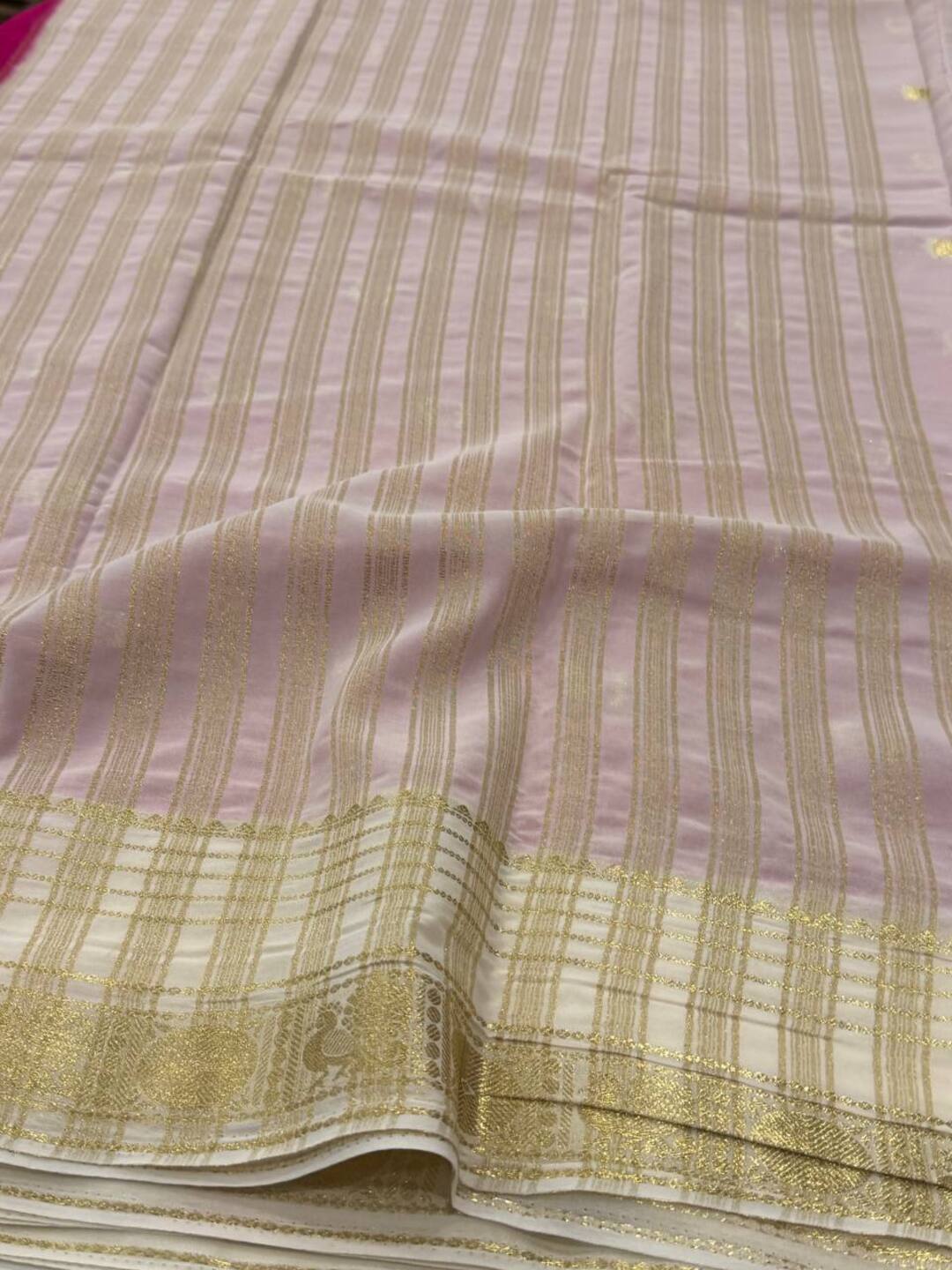 Hot Pink Semi Mysore Chiffon Saree