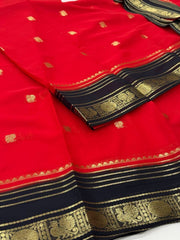 Chili Red Semi Mysore Chiffon Saree