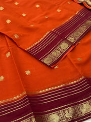Orange Semi Mysore Chiffon Saree