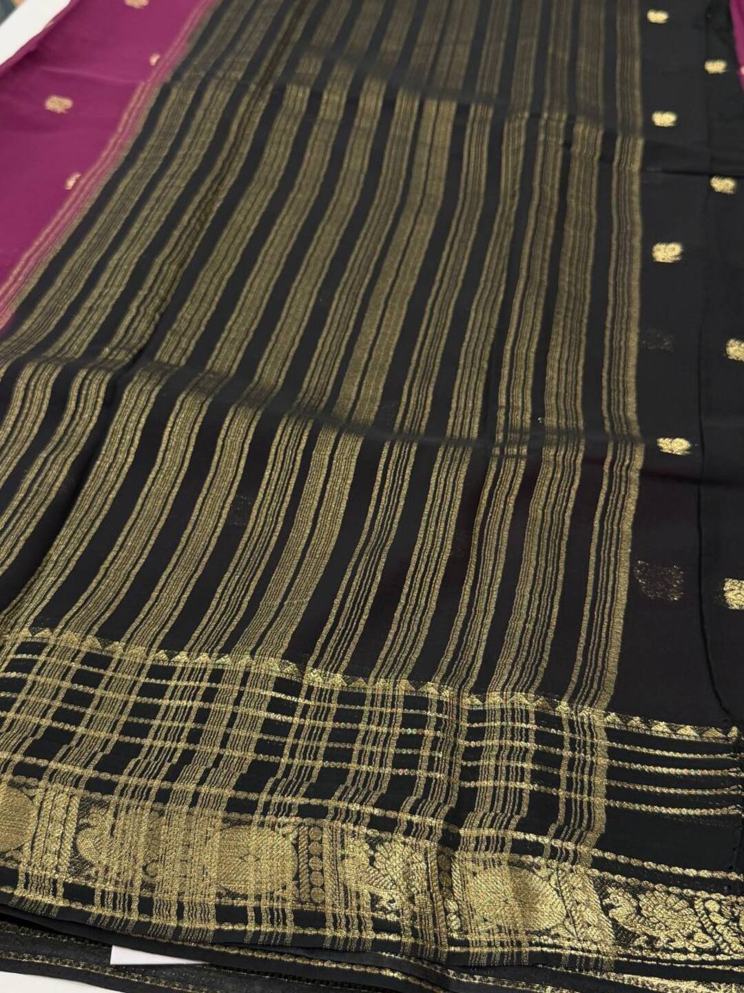 Plum Purple Semi Mysore Chiffon Saree
