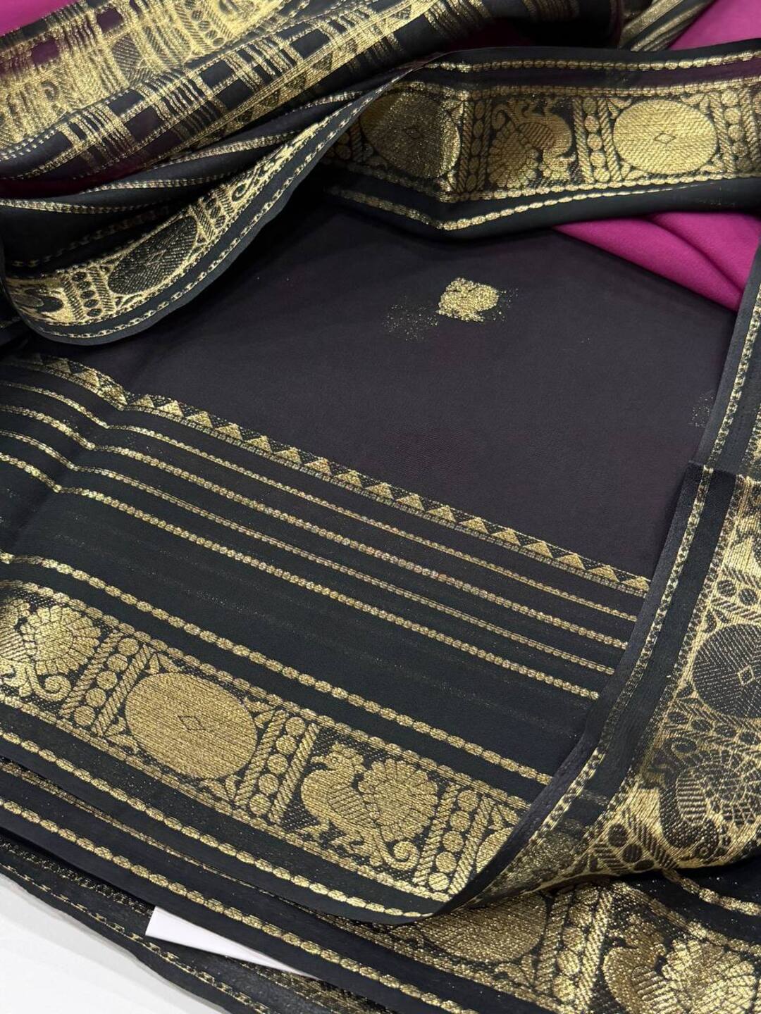 Plum Purple Semi Mysore Chiffon Saree