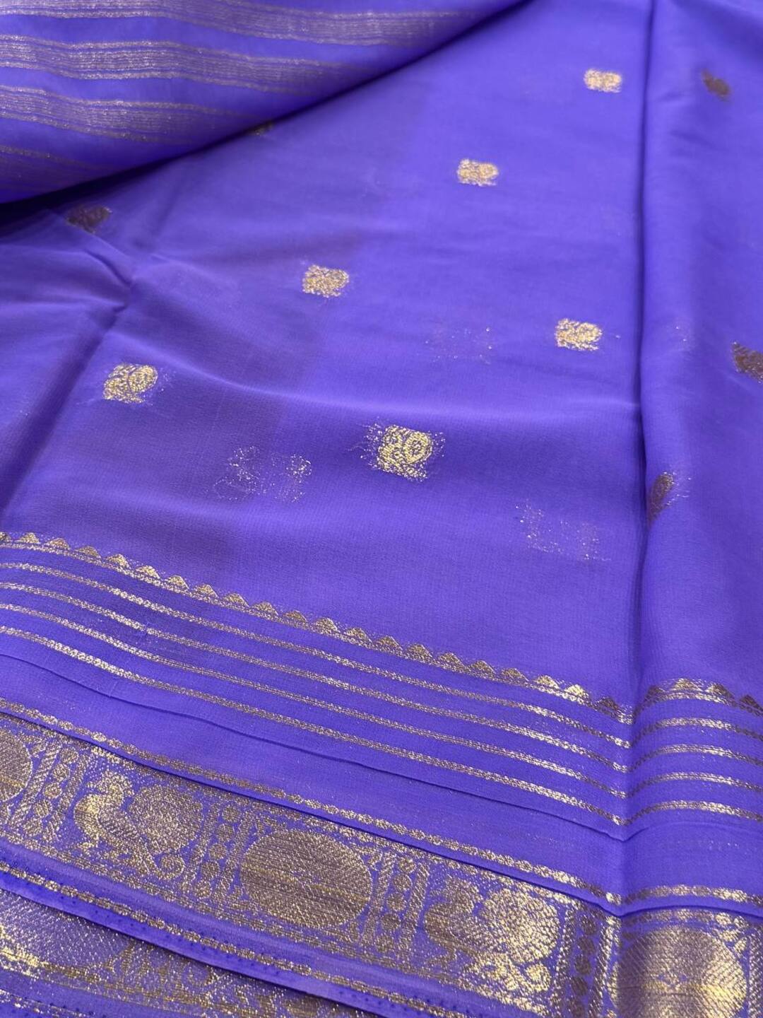 Royal Purple Semi Mysore Chiffon Saree