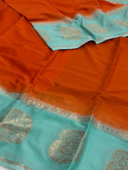 Burnt Orange Semi Mysore Chiffon Saree