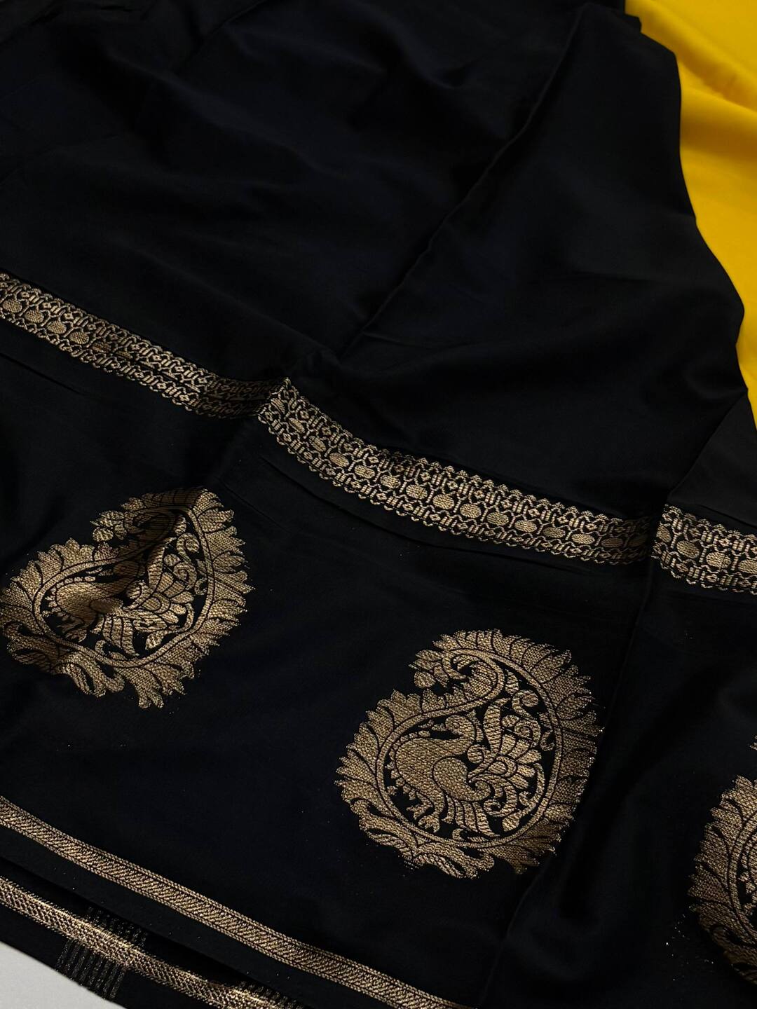 Yellow Semi Mysore Chiffon Saree