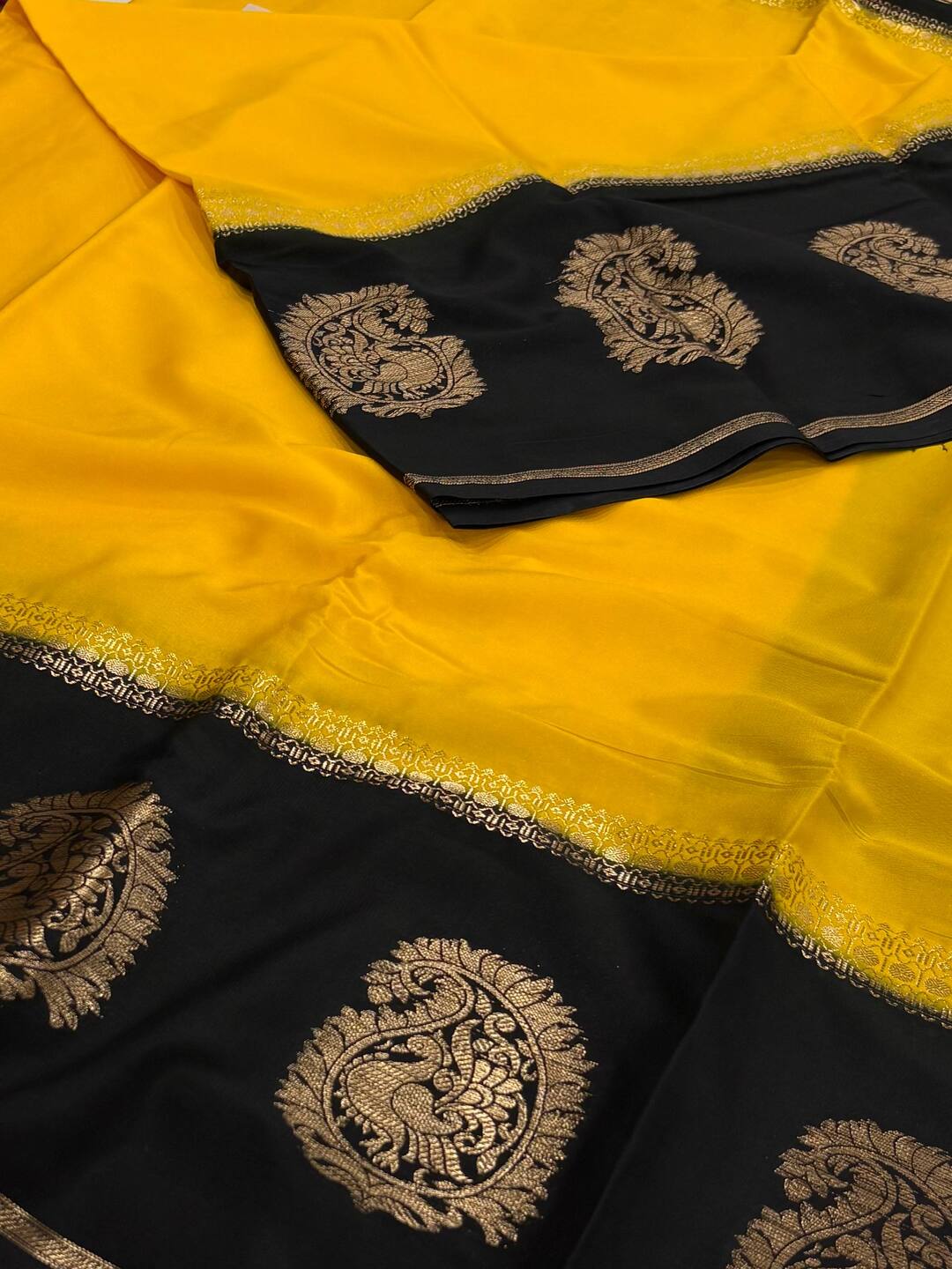 Yellow Semi Mysore Chiffon Saree