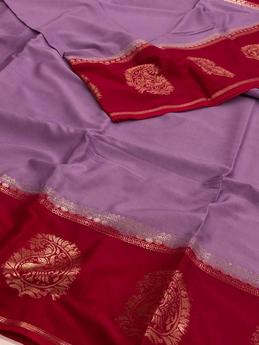 Lavender Purple Semi Mysore Chiffon Saree