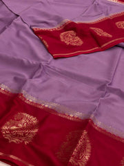 Lavender Purple Semi Mysore Chiffon Saree