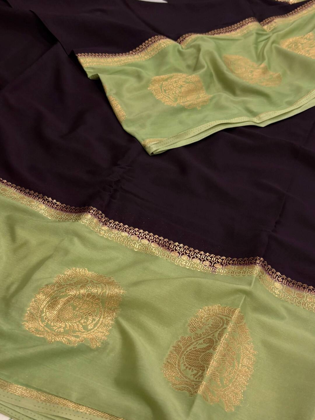 Deep Purple Semi Mysore Chiffon Saree