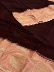 Wine Purple Semi Mysore Chiffon Saree
