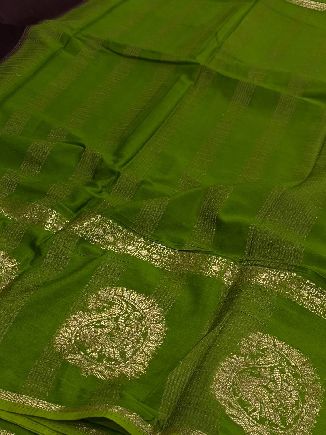 Deep Burgundy Semi Mysore Chiffon Saree