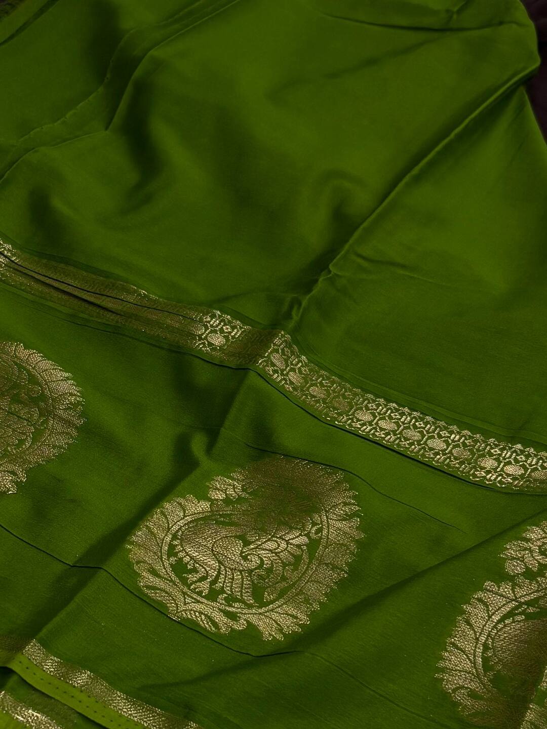Deep Burgundy Semi Mysore Chiffon Saree