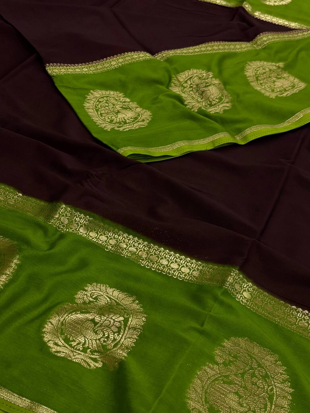 Deep Burgundy Semi Mysore Chiffon Saree