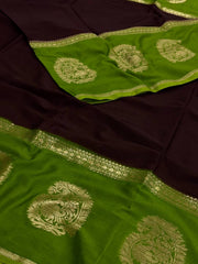 Deep Burgundy Semi Mysore Chiffon Saree