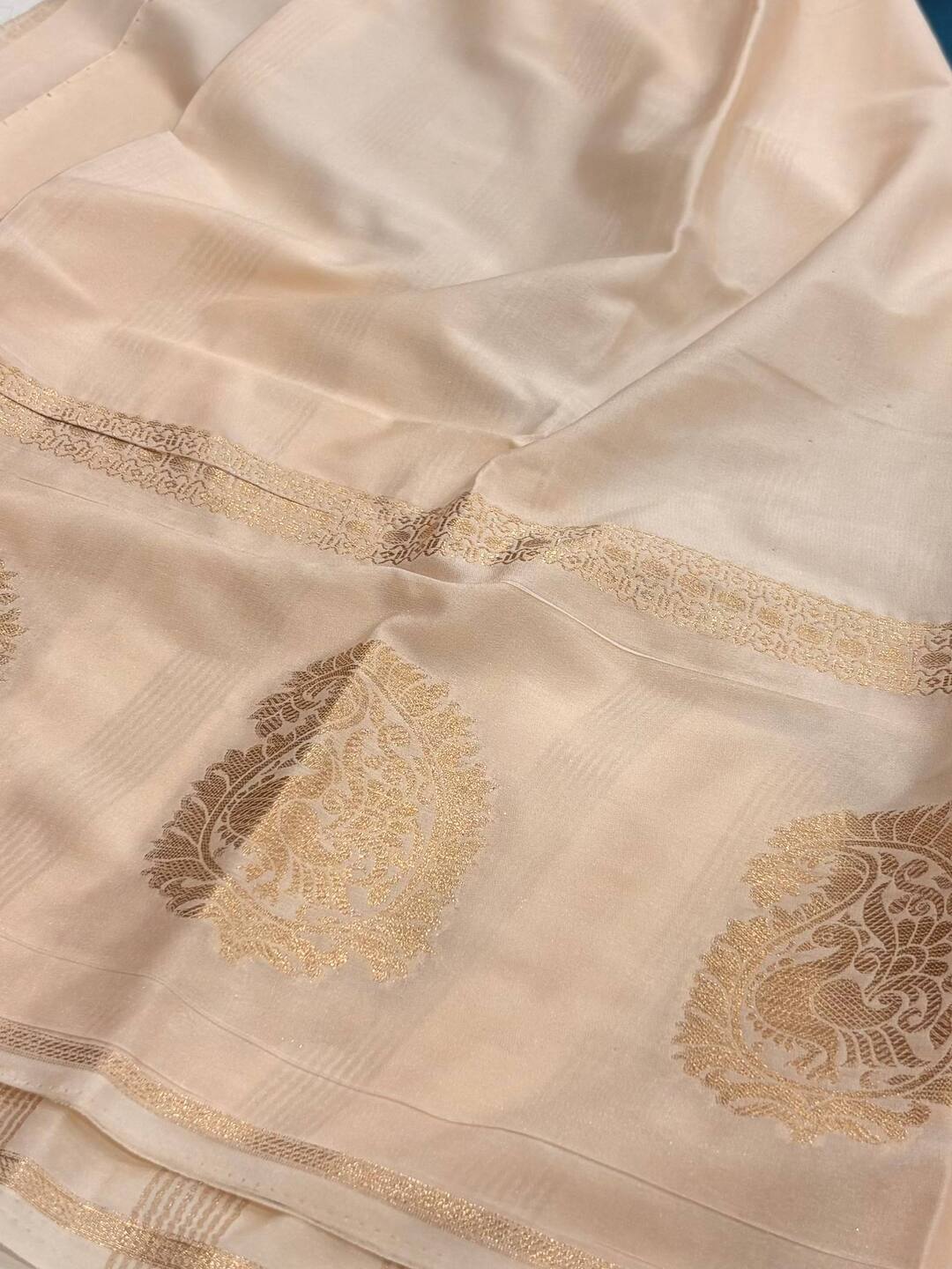 Deep Turquoise Semi Mysore Chiffon Saree