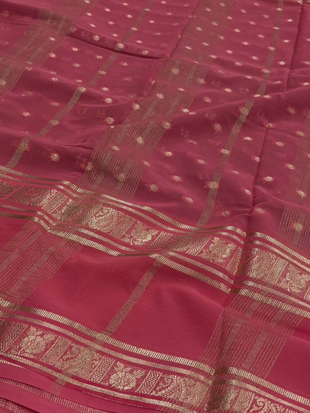 Wine Purple Semi Mysore Chiffon Saree