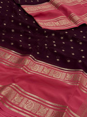 Wine Purple Semi Mysore Chiffon Saree