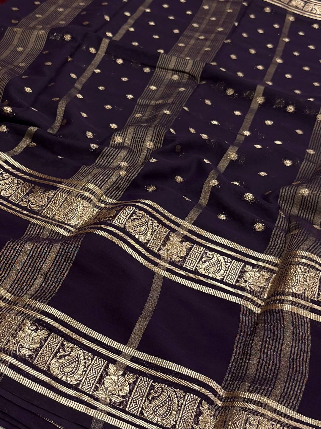 Deep Turquoise Semi Mysore Chiffon Saree