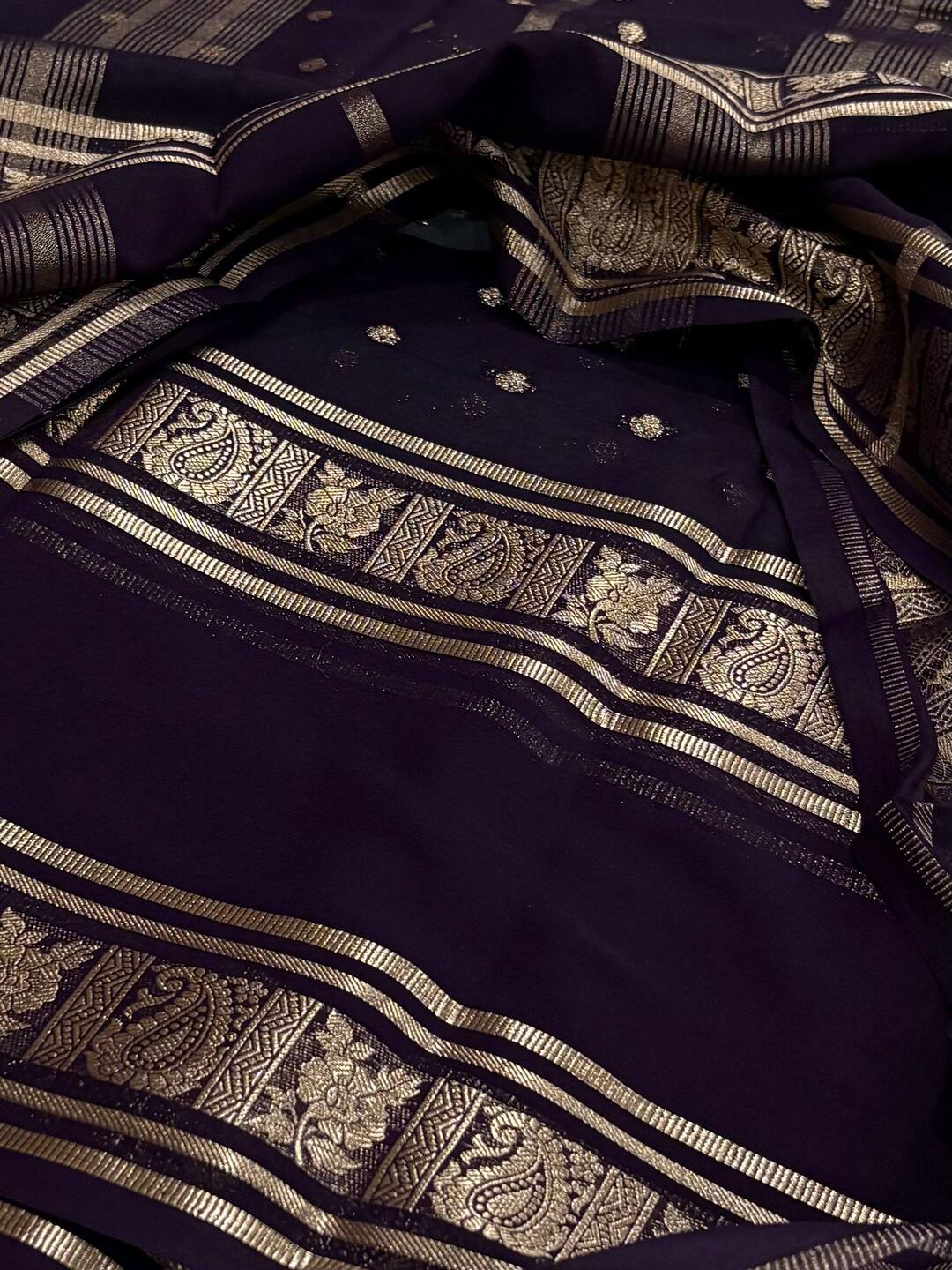 Deep Turquoise Semi Mysore Chiffon Saree