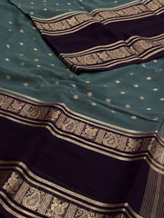 Deep Turquoise Semi Mysore Chiffon Saree