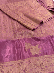 Dusty Pink Chiffon Silk Saree