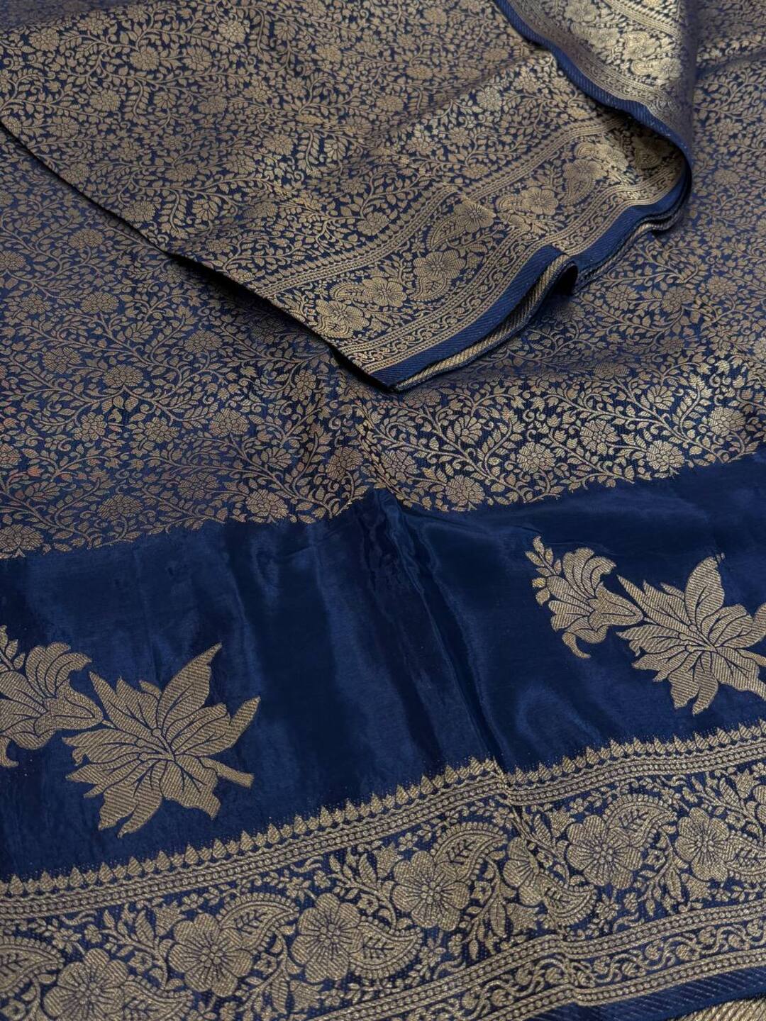 Navy Blue Chiffon Silk Saree