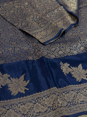 Navy Blue Chiffon Silk Saree
