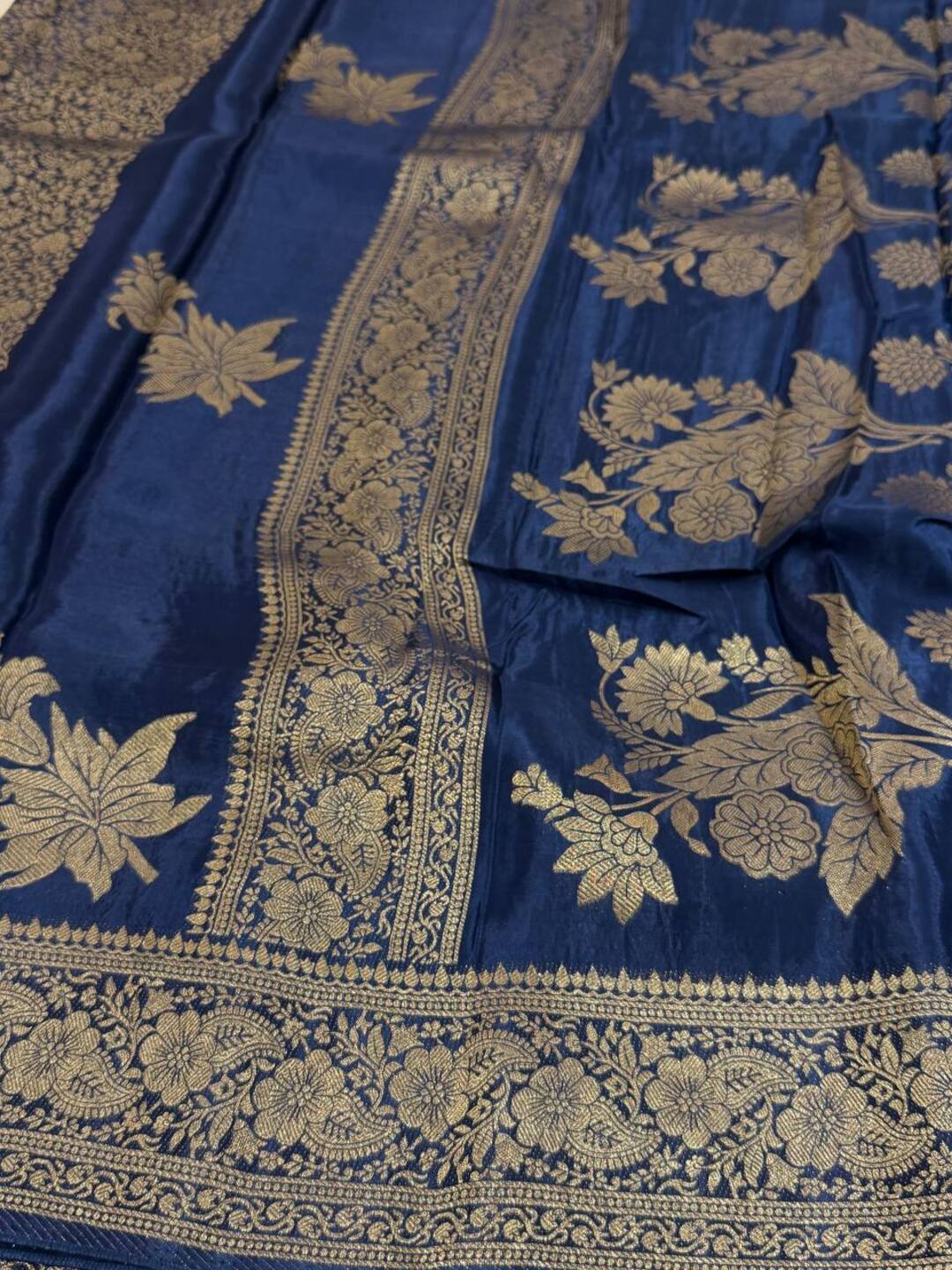 Navy Blue Chiffon Silk Saree