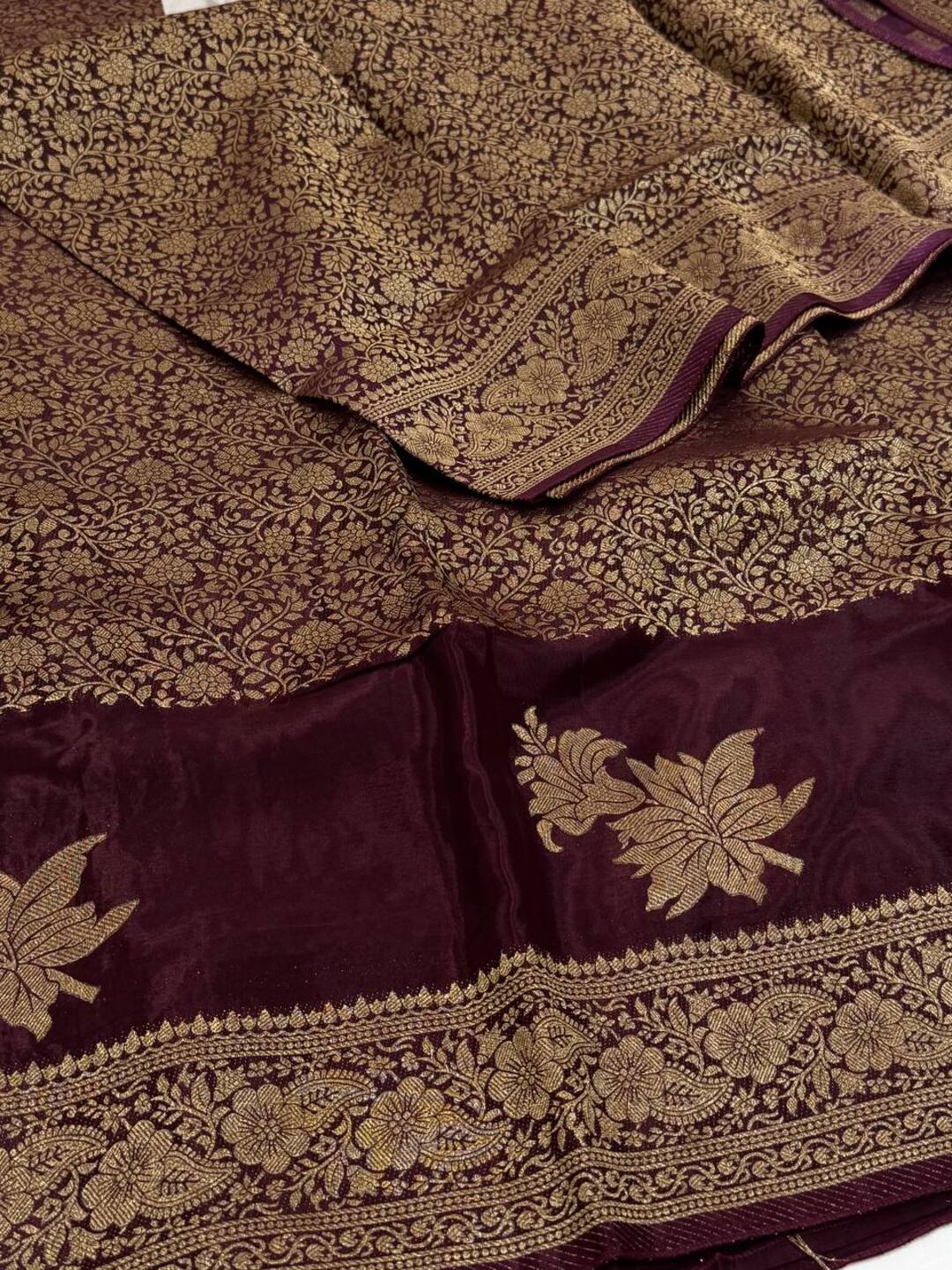 Plum Purple Chiffon Silk Saree