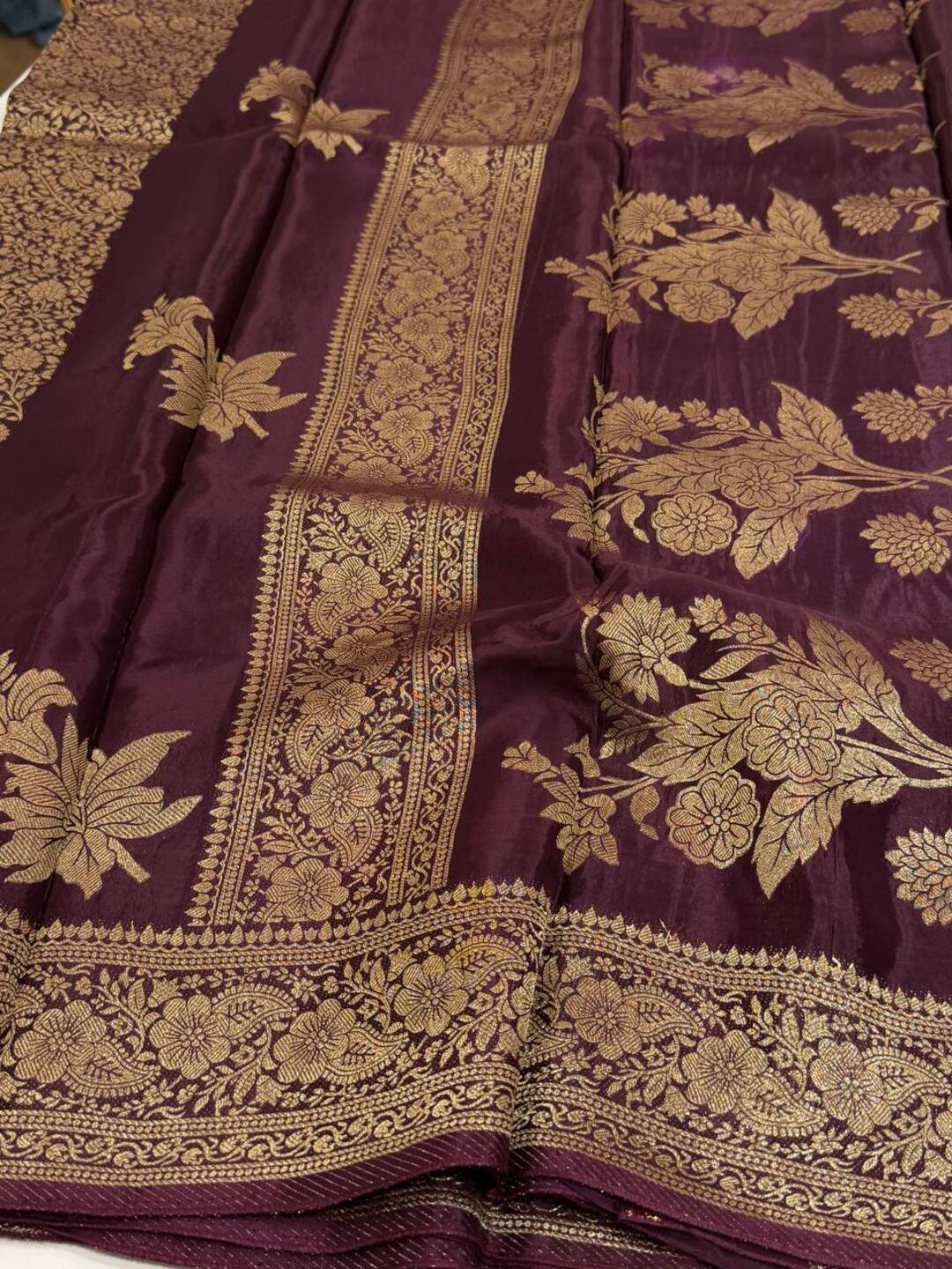 Plum Purple Chiffon Silk Saree