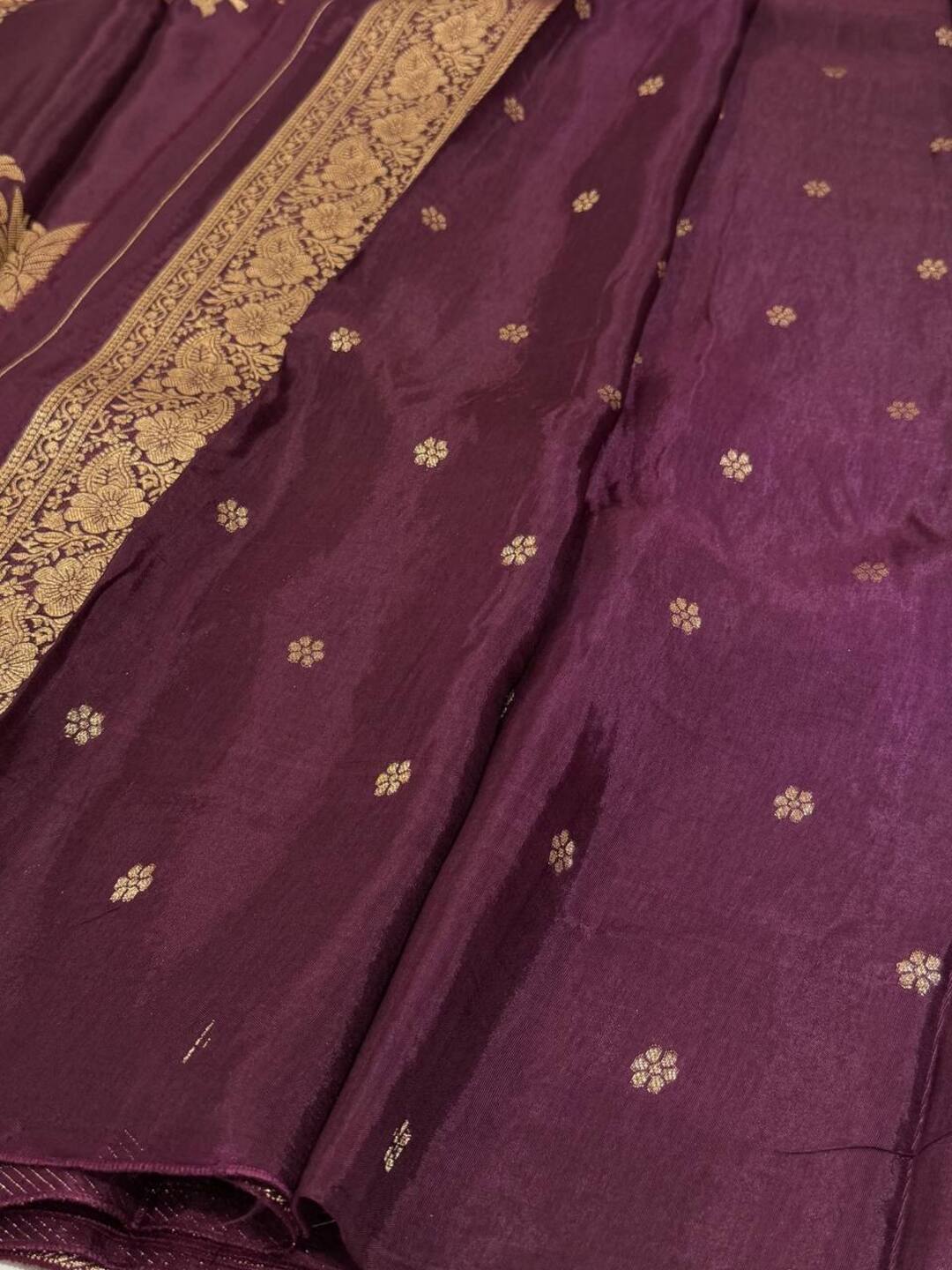 Plum Purple Chiffon Silk Saree
