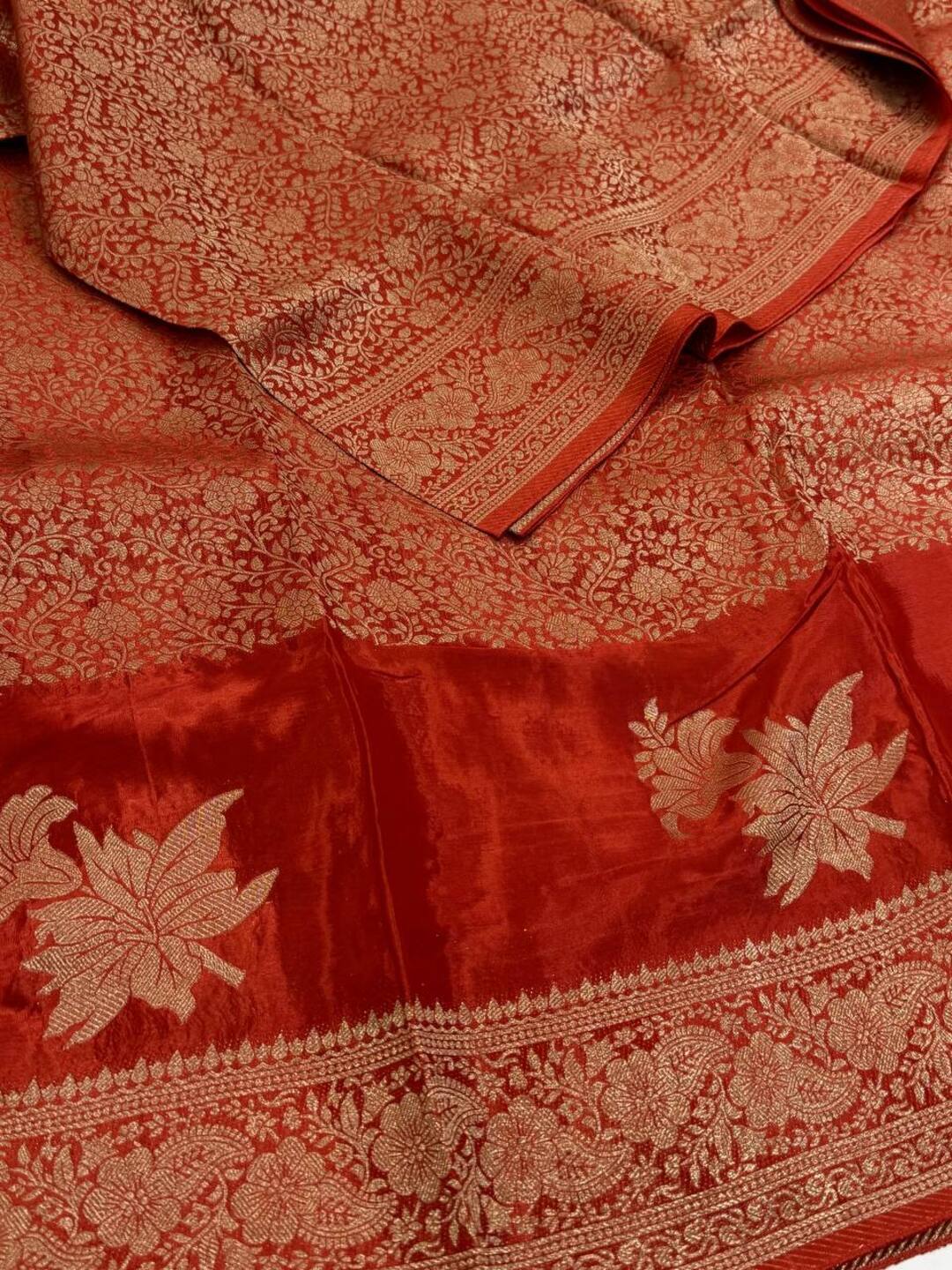 Burnt Orange Chiffon Silk Saree