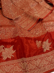 Burnt Orange Chiffon Silk Saree