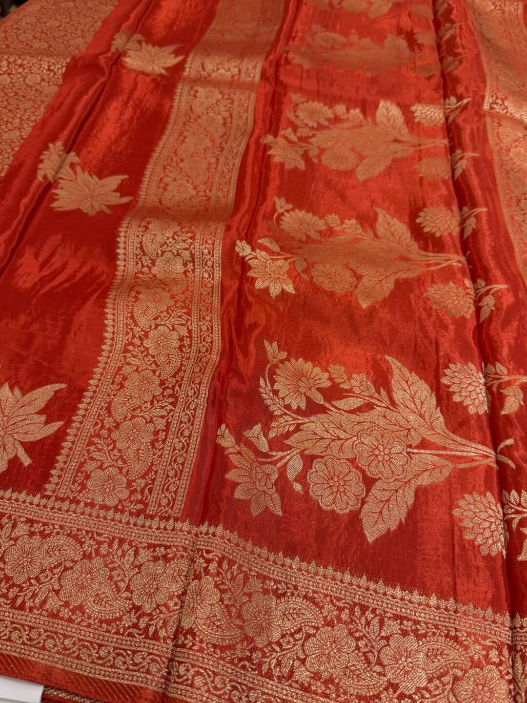 Burnt Orange Chiffon Silk Saree