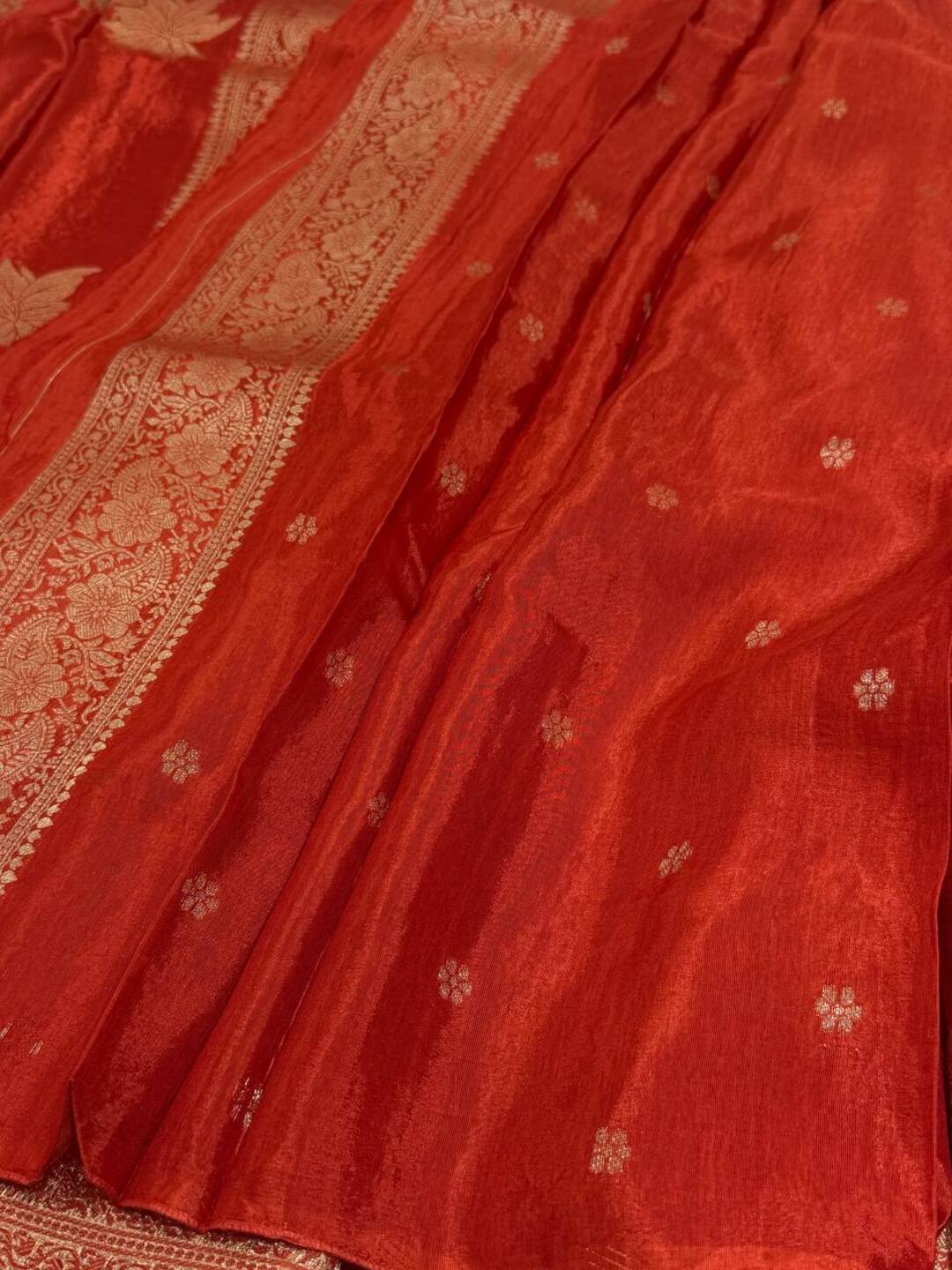 Burnt Orange Chiffon Silk Saree