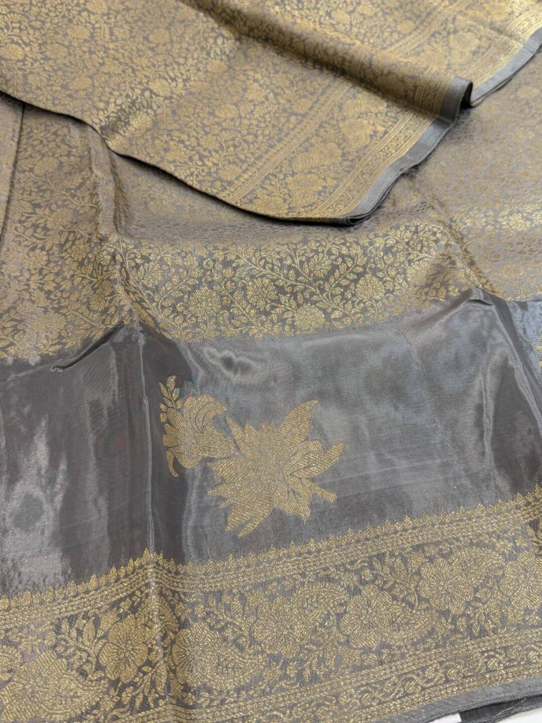 Grey Chiffon Silk Saree