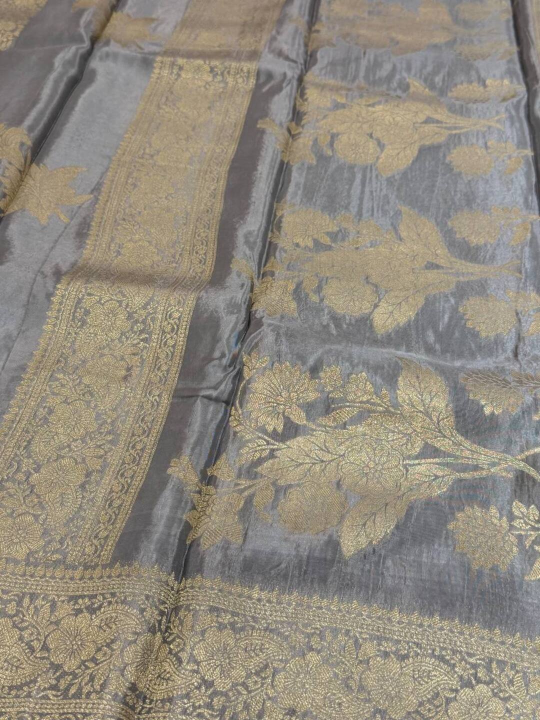 Grey Chiffon Silk Saree