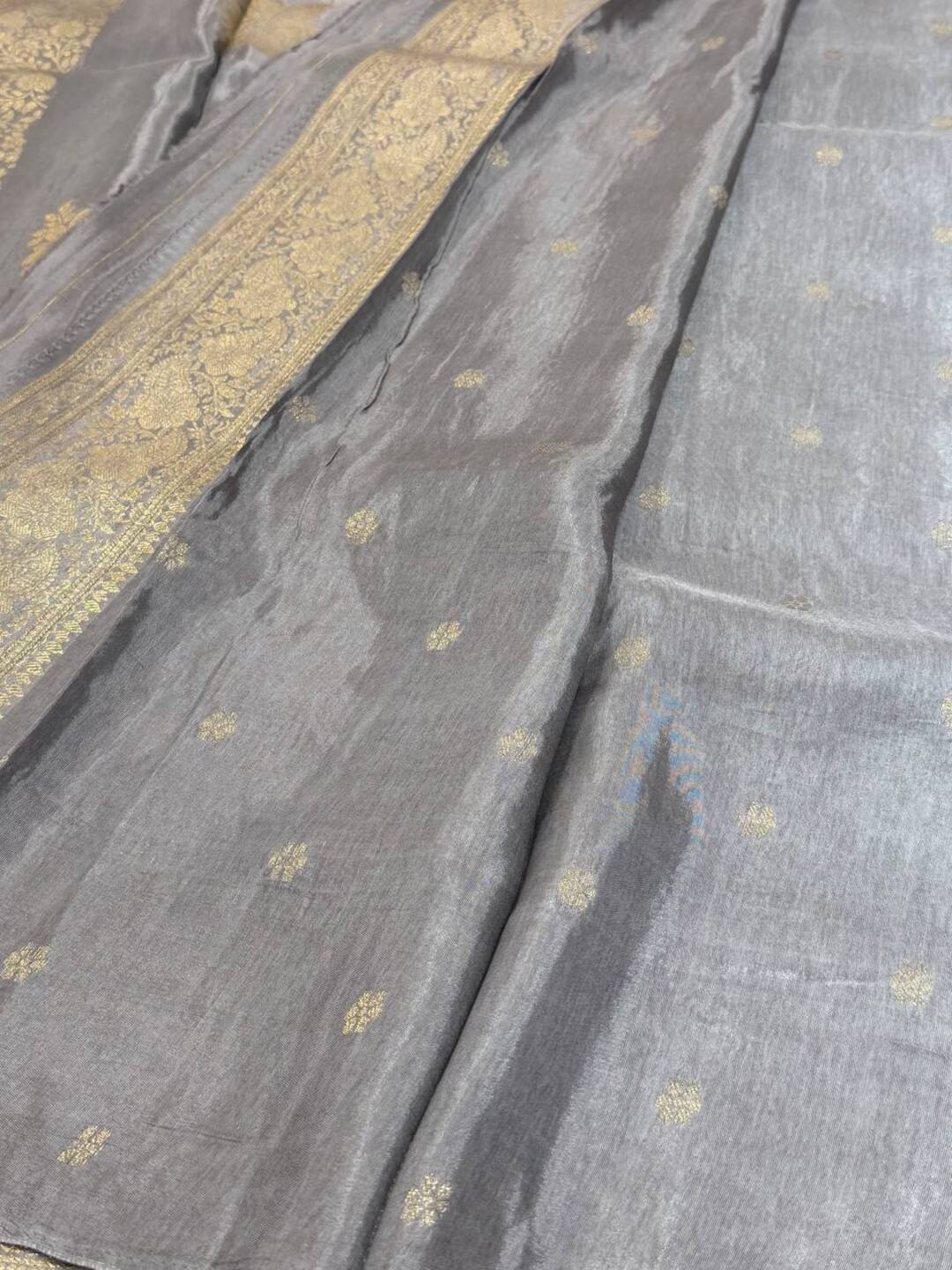 Grey Chiffon Silk Saree