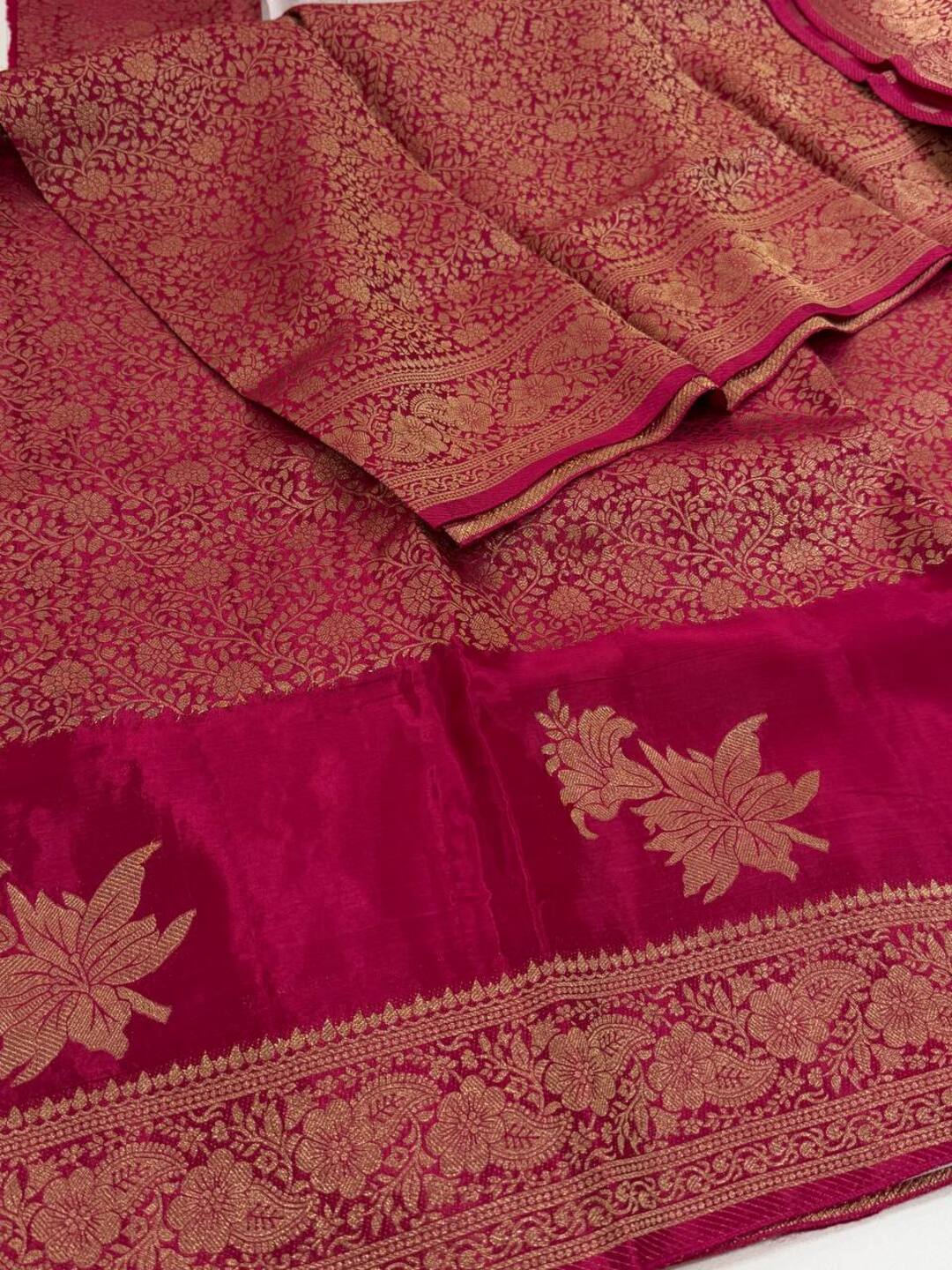 Hot Pink Chiffon Silk Saree