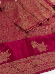 Hot Pink Chiffon Silk Saree