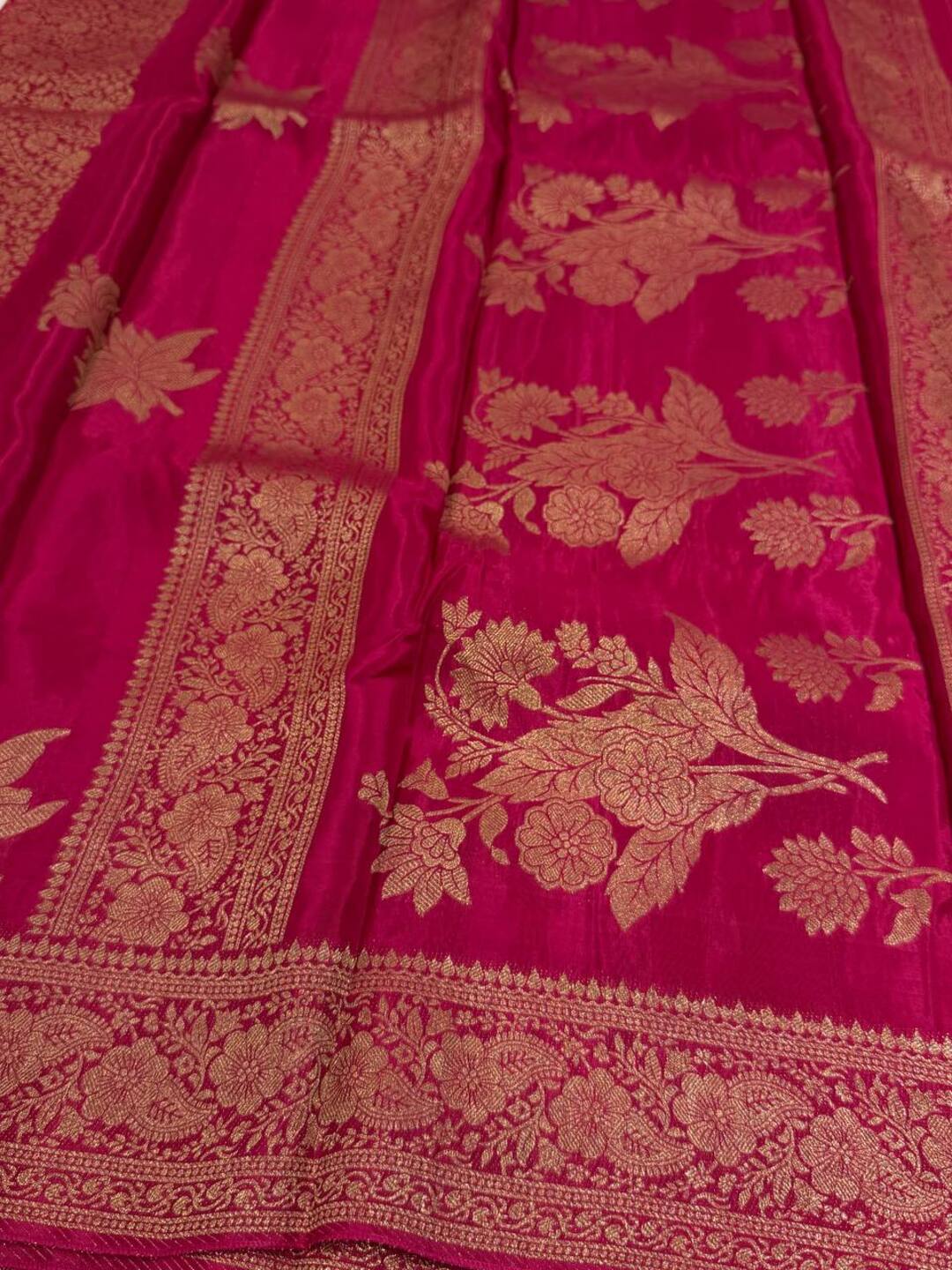 Hot Pink Chiffon Silk Saree