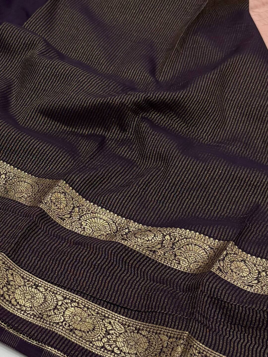 Pastel Pink Checked Chiffon Saree