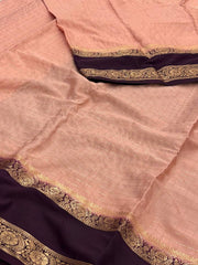 Pastel Pink Checked Chiffon Saree