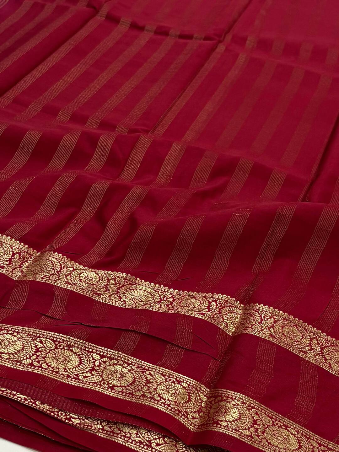Lavender Purple Checked Chiffon Saree