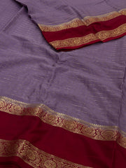 Lavender Purple Checked Chiffon Saree